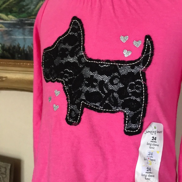 Jumping Beans Pink Long Sleeve Scottish Dog Blouse - Picture 3 of 6